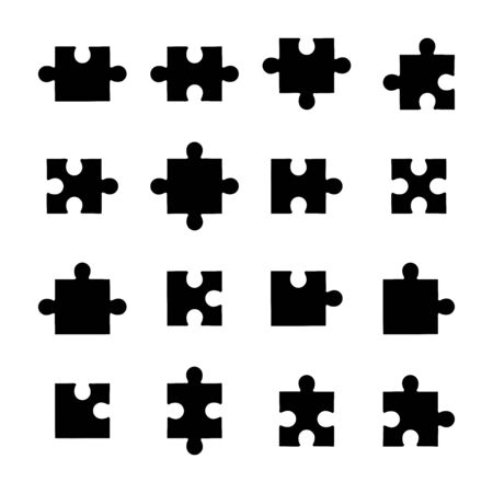 Puzzle pieces set vector collectionのイラスト素材