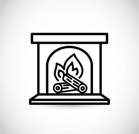 Fireplace icon vector thin line styleのイラスト素材