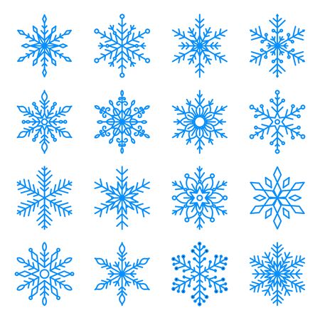 Christmas and winter snow flakes set vector, beautiful collectionのイラスト素材