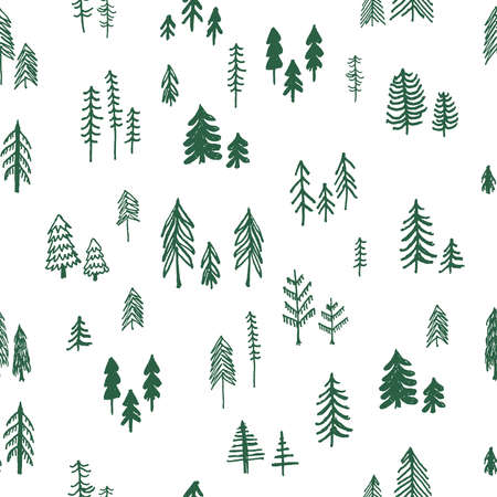Beautiful pine tree, forest, Christmas tree seamless vector pattern
