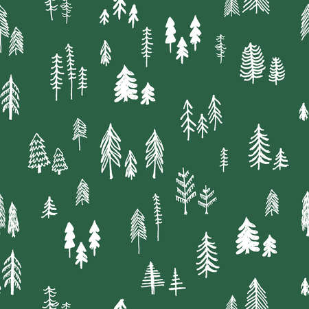 Beautiful pine tree, forest, Christmas tree seamless vector pattern