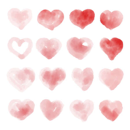 Watercolor beautiful vector heart setのイラスト素材
