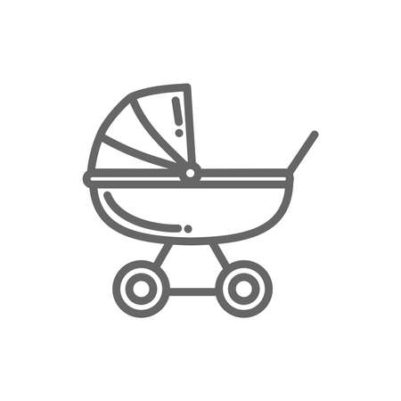 Baby stroller thin line icon vector