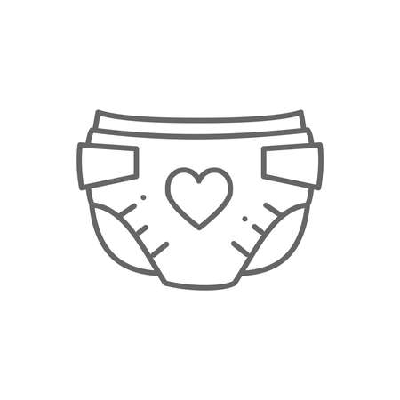 Baby diaper vector thin line style iconのイラスト素材
