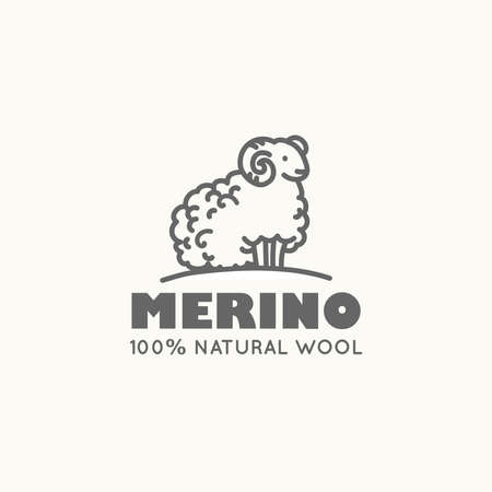 Merino natural wool vector signのイラスト素材