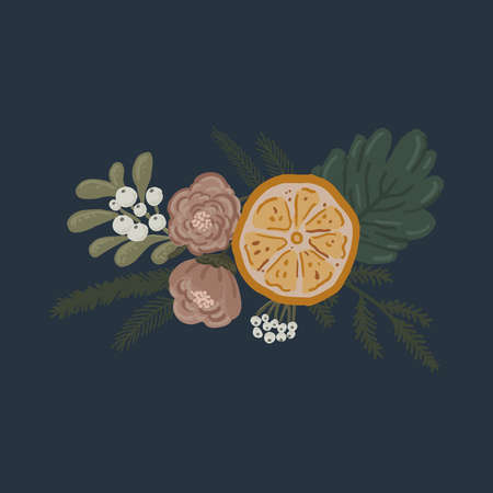 Christmas botanical vector beautiful decorationのイラスト素材