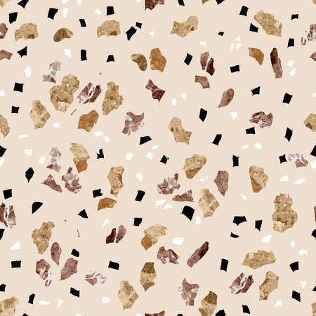 Terrazzo flooring seamless pattern with mosaic natural stone elemens vectorのイラスト素材