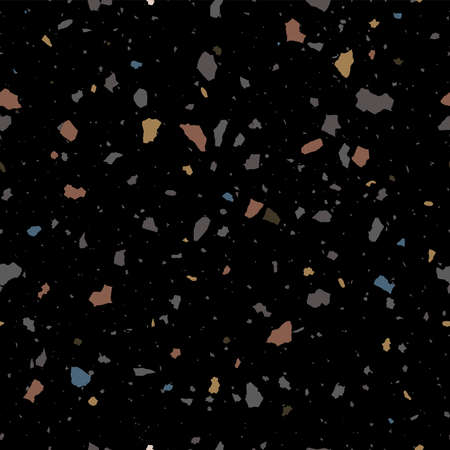 Terrazzo flooring seamless pattern with mosaic natural stone elemens vector