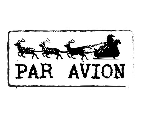 Beautiful retro, aged Christmas rubber stamp with reindeers vectorのイラスト素材