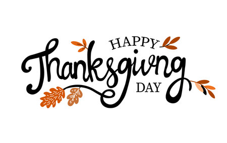Happy Thanksgiving Day vector calligraphy isolated illustrationのイラスト素材