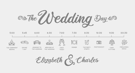 Wedding Day timeline - vector infographic templateのイラスト素材