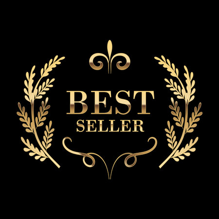 Elegant, golden Best Seller vector signのイラスト素材