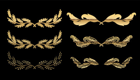 Set of royal, presige golden laurels vector illustrationのイラスト素材