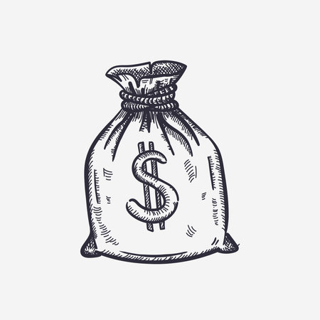 Sack of money drawing - vector hand drawing illustrationのイラスト素材