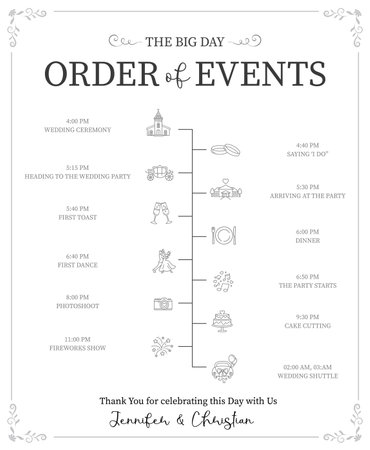 Wedding Day timeline - vector infographic templateのイラスト素材
