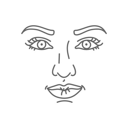 Thin line style female face vector icon illustrationのイラスト素材