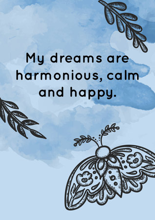 Beautiful printable sleep affirmation card for a good sleep, bedtime, restful nightの写真素材