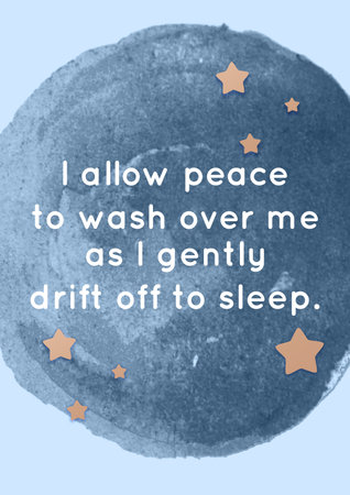 Beautiful printable sleep affirmation card for a good sleep, bedtime, restful nightの写真素材