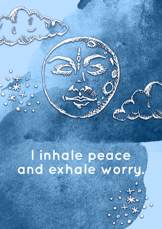 Beautiful printable sleep affirmation card for a good sleep, bedtime, restful nightの写真素材
