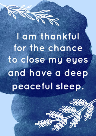 Beautiful printable sleep affirmation card for a good sleep, bedtime, restful nightの写真素材