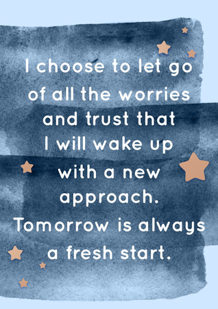 Beautiful printable sleep affirmation card for a good sleep, bedtime, restful nightの写真素材