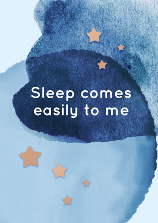 Beautiful printable sleep affirmation card for a good sleep, bedtime, restful nightの写真素材