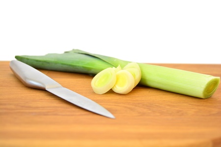 chopped leekの写真素材