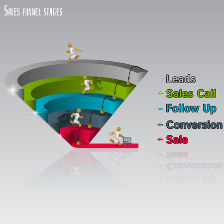 Sales funnel for infographics on a gray background 3D. Vector illustration.のイラスト素材