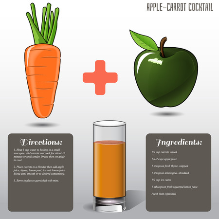 Vitamins infographics, apple carrot cocktail for a healthy diet.のイラスト素材