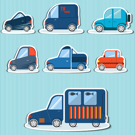 Stickers flat cars for infographics can be used in gamesのイラスト素材