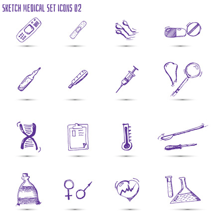 sketched medical icon set. Can be used for infographics, white backgroundのイラスト素材