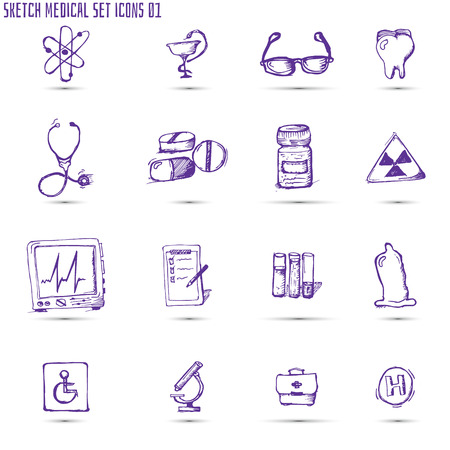 sketched medical icon set. Can be used for infographics, white backgroundのイラスト素材