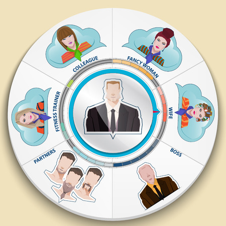 Set of flat color icons.businessman and his entourage. Infographic elementsのイラスト素材