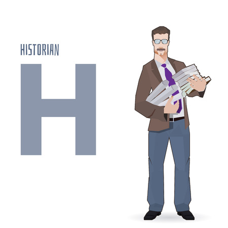 flat vector profession Letter H - historian on a white backgroundのイラスト素材