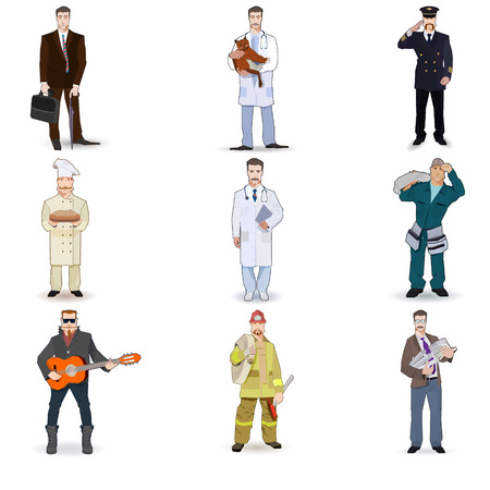Character icon flat profession set  isolated vector illustration. on a white backgroundのイラスト素材