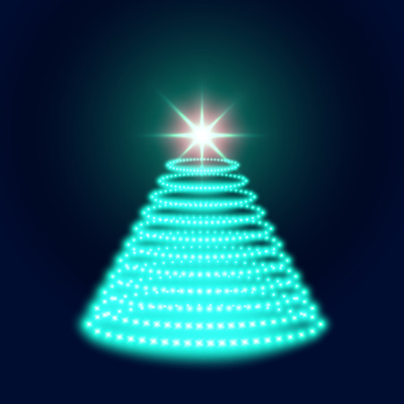 Christmas tree glowing can be used for greeting cards and presentations, vector illustrationのイラスト素材