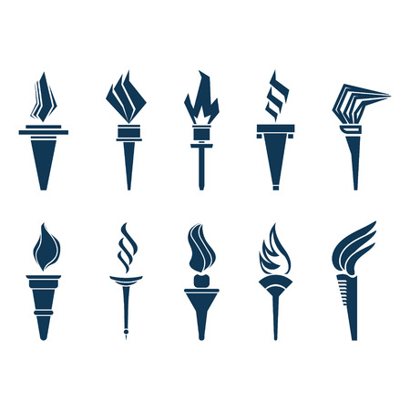 torches set icon on a white backgroundのイラスト素材