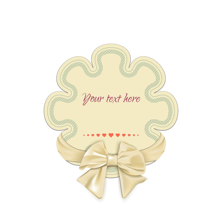 Vintage label with bow isolated on white backgroundのイラスト素材