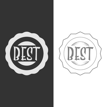 best icon label, black and white version, vector illustrationのイラスト素材