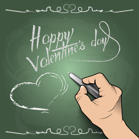 Happy Valentine\'s Day, 3d hand draws a heart on the board EPS10のイラスト素材