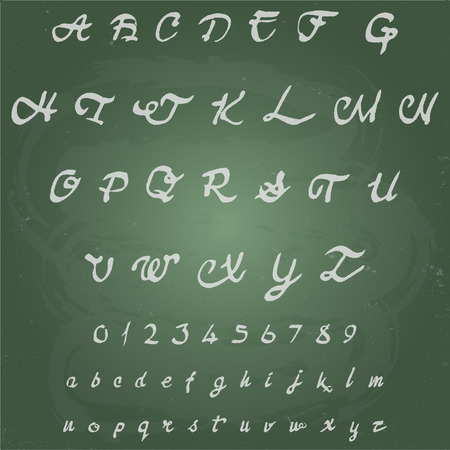 drawn on a blackboard alphabet and numbers with chalk. EPS10のイラスト素材