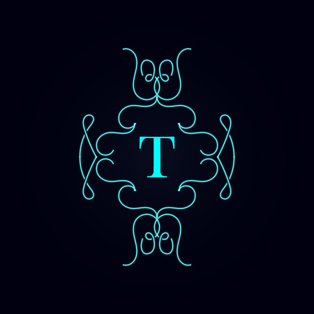 Calligraphy monogram floral design, vintage pattern logo letters t. EPS10のイラスト素材