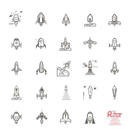 Rocket icons. Set sketches doodles. EPS 10のイラスト素材