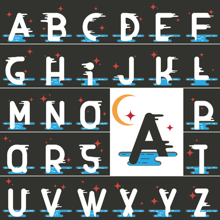Vector latin alphabet made of flat cartoon style.のイラスト素材