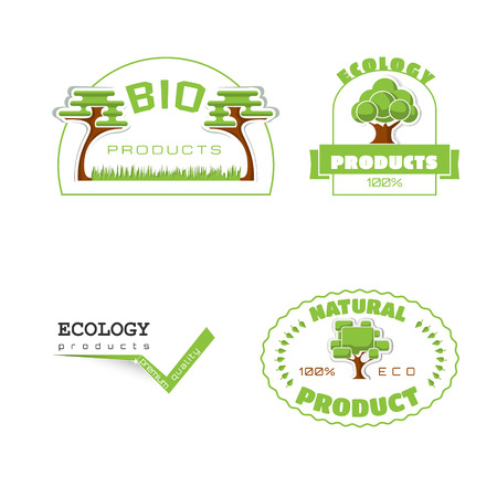 Ecology 100 percent natural stickers logos for product presentationのイラスト素材