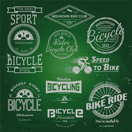 Bicycle badges logos and labels for any use, chalk on a blackboardのイラスト素材