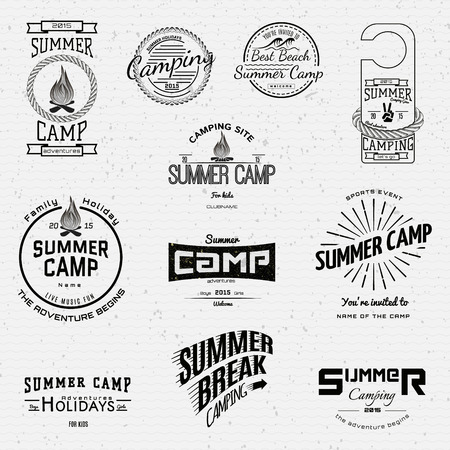 Summer camp badges logos and labels for any use,  on a white background.のイラスト素材