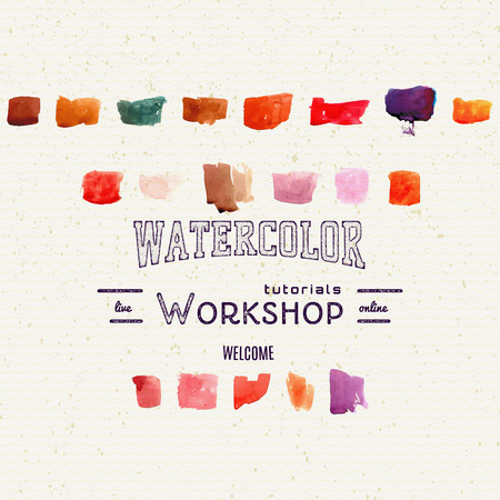 watercolor workshop, banner for presentation on watercolor paper.のイラスト素材