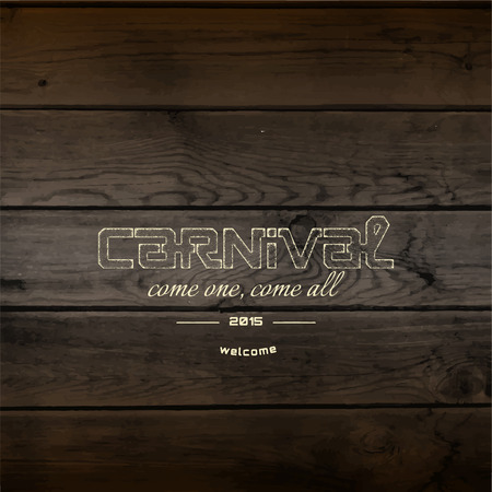 Carnival badges  labels for any use, on wooden background textureのイラスト素材