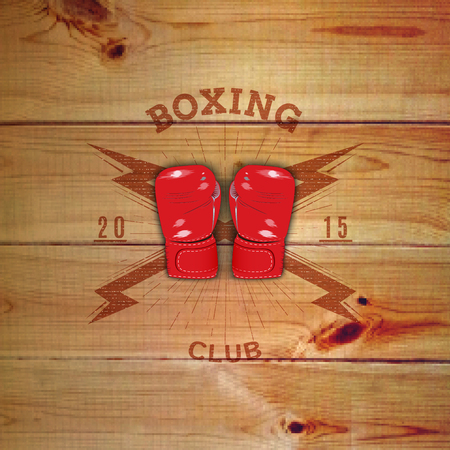 Boxing badges  labels can be used to fashion design, signs for sports clubs, sales, against the background of a wooden texture pixelのイラスト素材